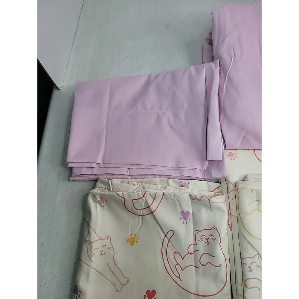 Kidz Mix Sleepy Cats Twin Fitted Flat 2 Pillow Case Set Pink